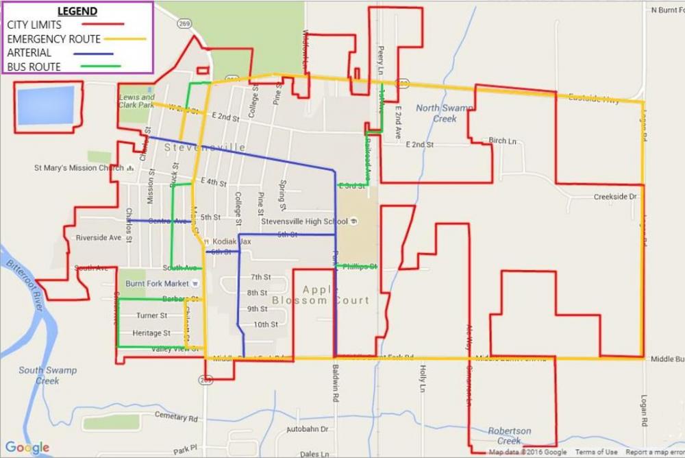 Town Of Stevensville Adopts Snow Ice Control Plan Stevensville Montana   Snow Map 